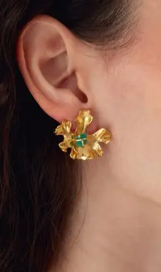 ARETES TOPITOS LIQUEN ESMERALDA