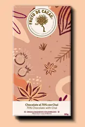 BARRA CHOCOLATE 70% CON TÉ CHAÍ 80GR