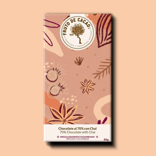 BARRA CHOCOLATE 70% CON TÉ CHAÍ 80GR