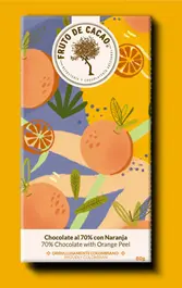 BARRA CHOCOLATE LECHE DE COCO Y NARANJA 80 GR