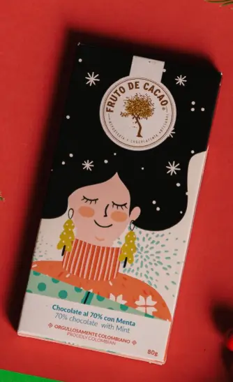 BARRA CHOCOLATE CON MENTA NAVIDAD 80GR