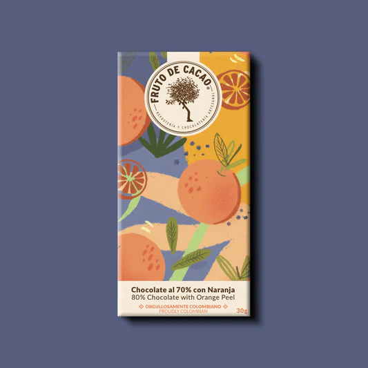 BARRA CHOCOLATE 70% CON NARANJA 30GR