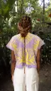 BLUSA PALMAS- LILA Y AMARILLO