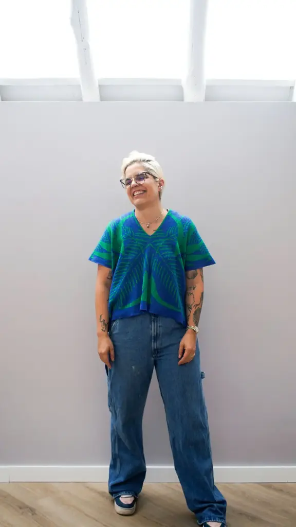 BLUSA PALMAS - AZUL REY Y ESMERALDA