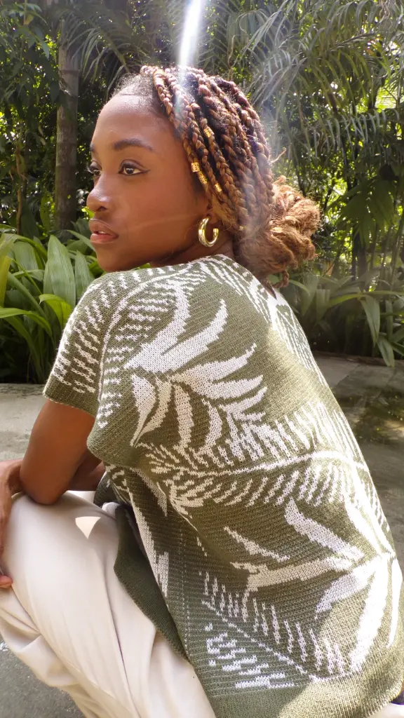 BLUSA PALMAS - VERDE MILITAR Y GRIS CLARO