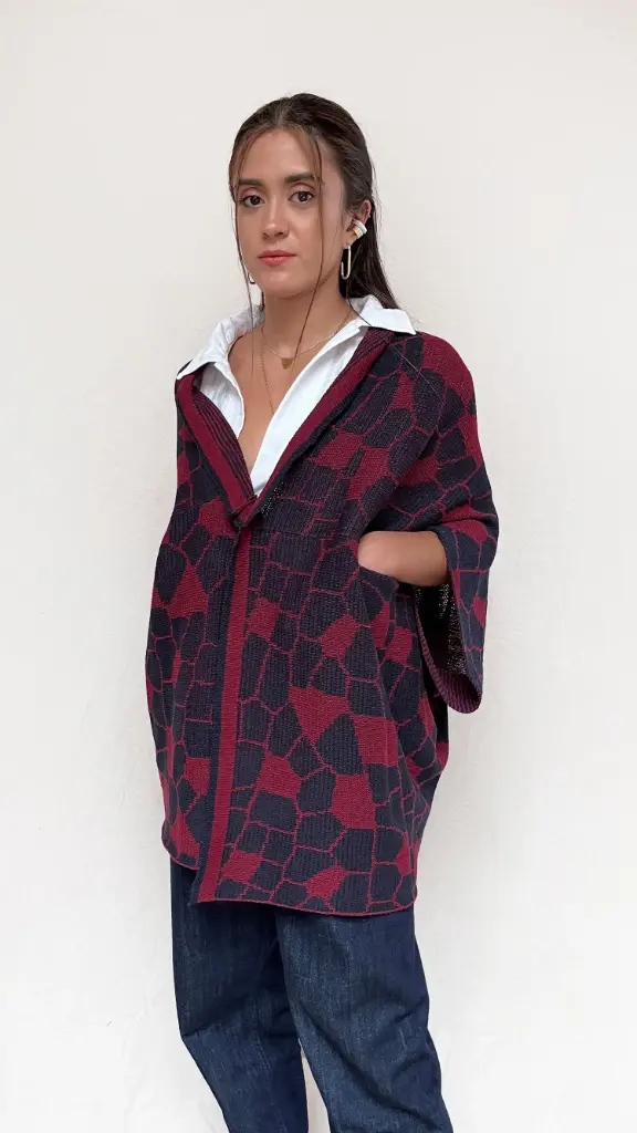 CÁRDIGAN LIBÉLULA - AZUL OSCURO Y VINOTINTO
