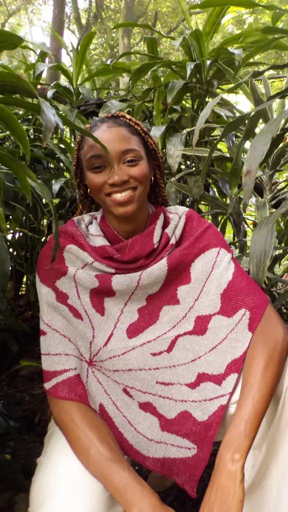 PONCHO YARUMO - VINOTINTO Y GRIS CLARO