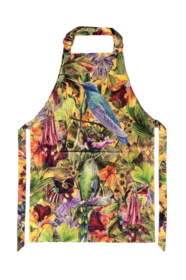 DELANTAL COLIBRÍES AMARILLO