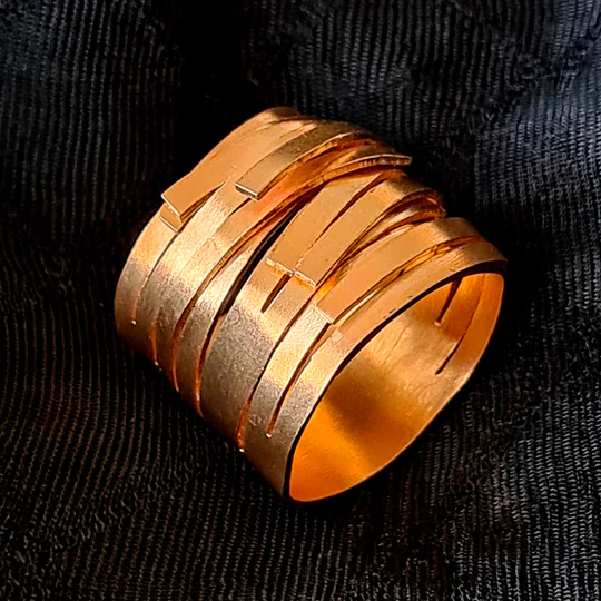 ANILLO TIRAS ORO Y PLATA