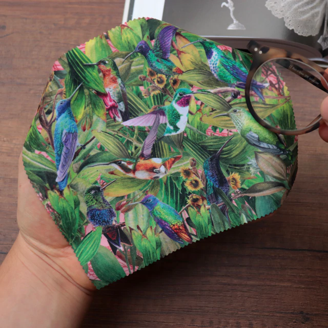 Pañito de gafas colibries rosa solar