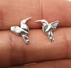 ARETES DE COLIBRÍ TOPITOS EN PLATA