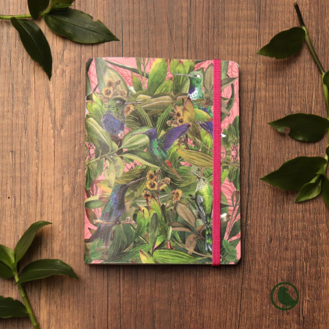 Libreta pequeña Cuatro colibríes Rosa