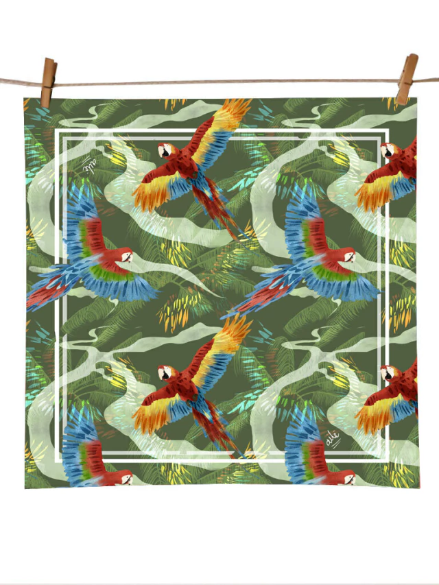 [A9103 - 18] PAÑOLETA ECO LARGA - GUACAMAYA ROJA