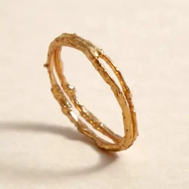 ANILLO DOBLE PALO PINO DORADO T8