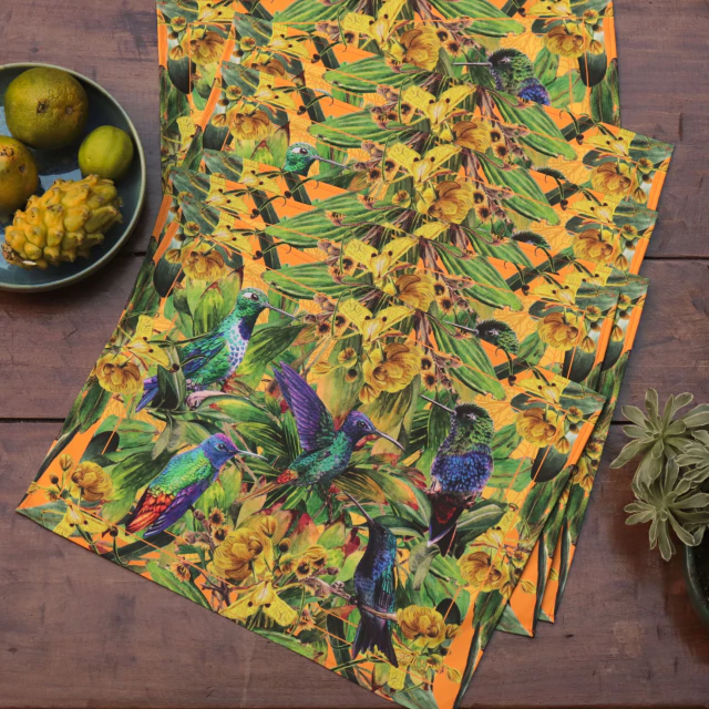 Juego de individuales Colibríes amarillo x 6