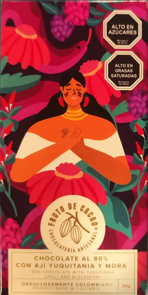 Barra Chocolate con Ají y Mora 80g