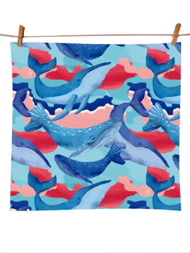 [A9102-4] PAÑOLETA ECO 45x45 BALLENAS