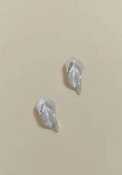[AR00699] ARETES TOPO MINI HOJA DENIA PLATA LEY 950