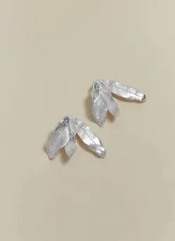 [AR00700] ARETES HOJITAS TRIPLES DENIA PLATA LEY 950