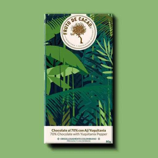 [BG003] BARRA CHOCOLATE 70% CON AJÍ DE YUQUITANIA 80GR