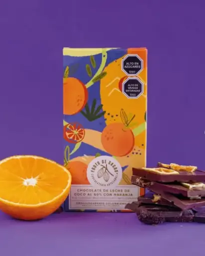 [BGN002] BARRA CHOCOLATE 60% CON LECHE DE COCO Y NARANJA 80GR