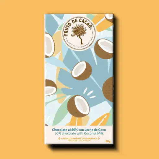 [BS037] BARRA CHOCOLATE LECHE DE COCO Y NARANJA 30GR