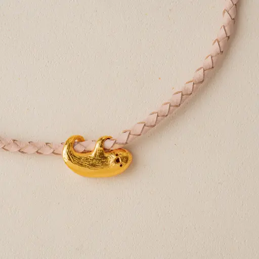 [CO00337] COLLAR OSO PEREZOSO CUERO ROSA