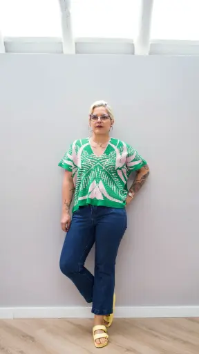 [CORE-BL-24-0818] BLUSA PALMAS - ESMERALDA Y ROSADO