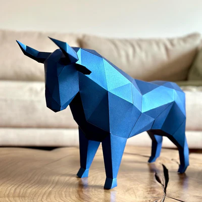 [ZU089-AzM] Toro de Mesa DIY AZUL METALIZADO